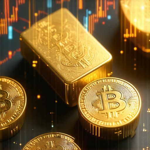 Illustration of blockchain verification and AI analytics for gold trading