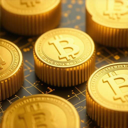 Digital gold tokens on blockchain platform illustrating advanced investment technology