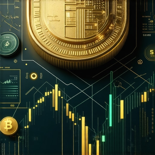 Futuristic digital platform showing gold investment and blockchain technology concepts