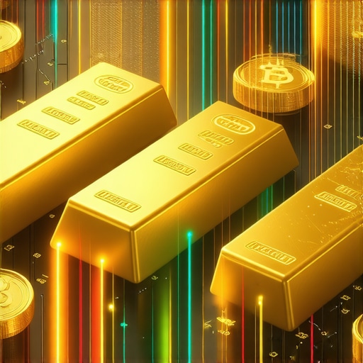Digital illustration of blockchain and AI technologies enhancing gold investment
