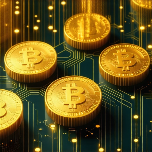 Digital gold tokens and blockchain network representing modern gold investments