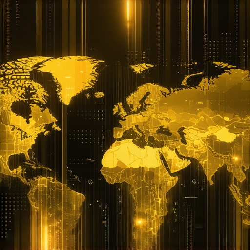 Digital gold platform with blockchain technology and diverse investors, illustrating future of gold investment