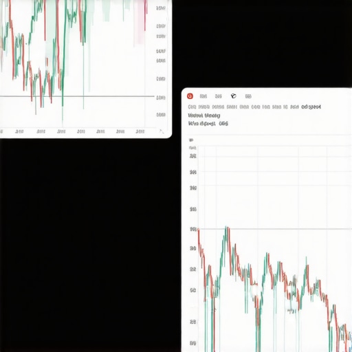 Futuristic interface showing gold trading analytics with charts and data