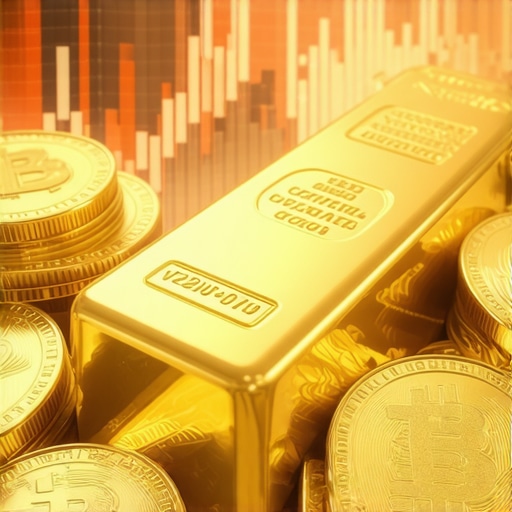 Gold bars and coins with financial graphs indicating market trends for 2025.