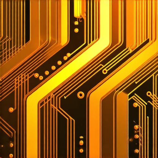Futuristic quantum computer with gold circuits and electronics