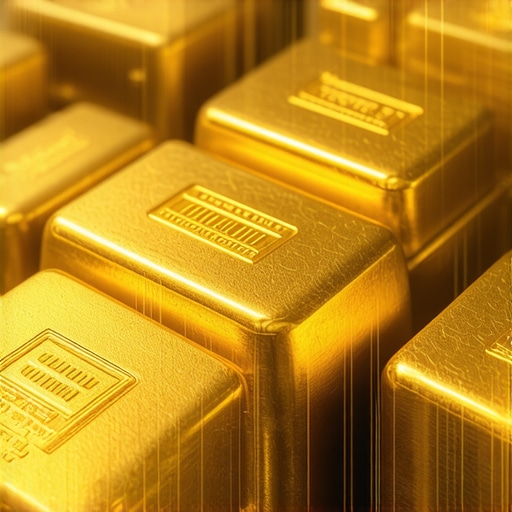 Futuristic digital gold trading interface with blockchain and AI elements
