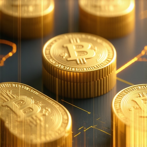 Digital gold tokens displayed on a blockchain platform, symbolizing blockchain-based gold assets.