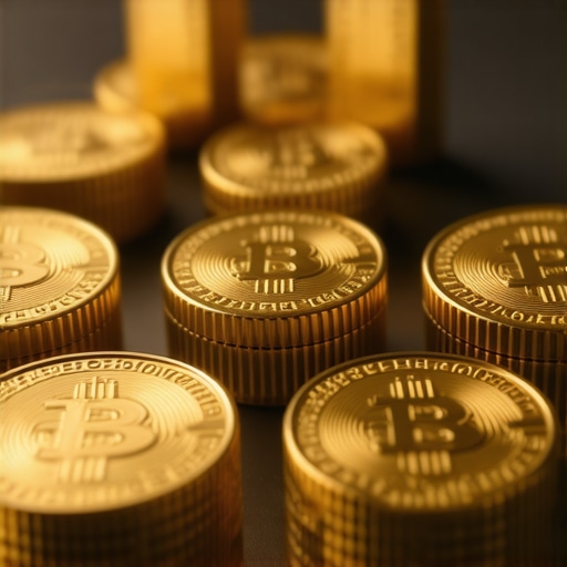 Blockchain and Digital Gold Innovation Digital gold tokens on a blockchain ledger representing technological advances in gold investment