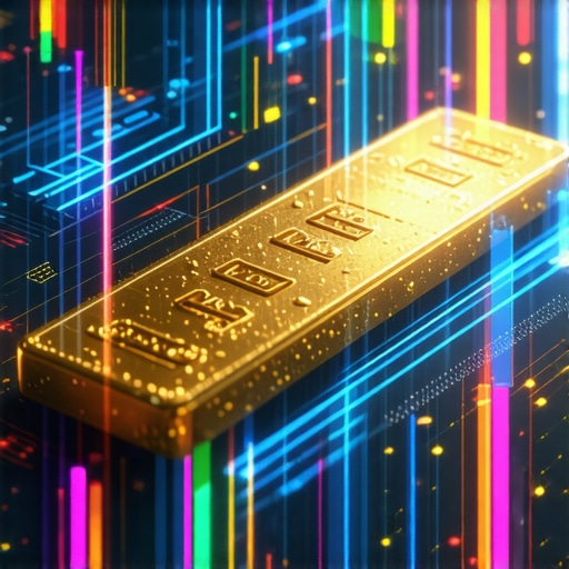Futuristic Blockchain Gold Trading Platform High-tech digital platform for gold trading with blockchain security features