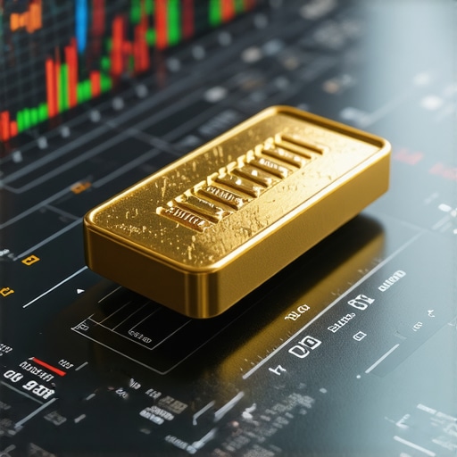 Futuristic Gold Trading Platform with Blockchain Digital gold trading interface with blockchain overlays and financial analysts