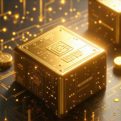 Futuristic Gold Trading Platform Digital gold trading interface with blockchain icons