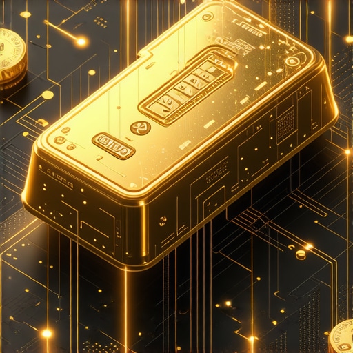 Futuristic Gold Trading and Blockchain Technology Digital gold trading platform showcasing blockchain technology and secure transactions