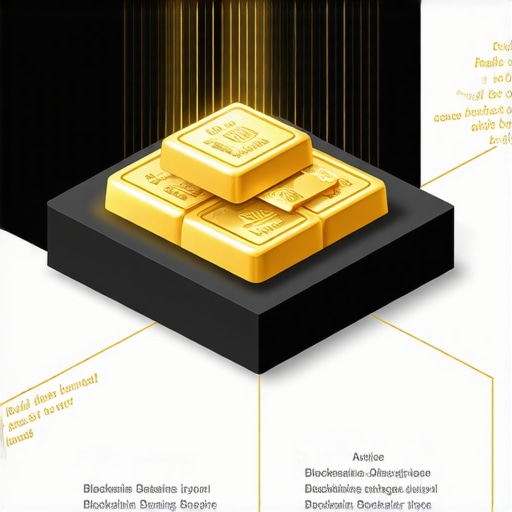 Futuristic interface showing blockchain and AI integration for gold trading