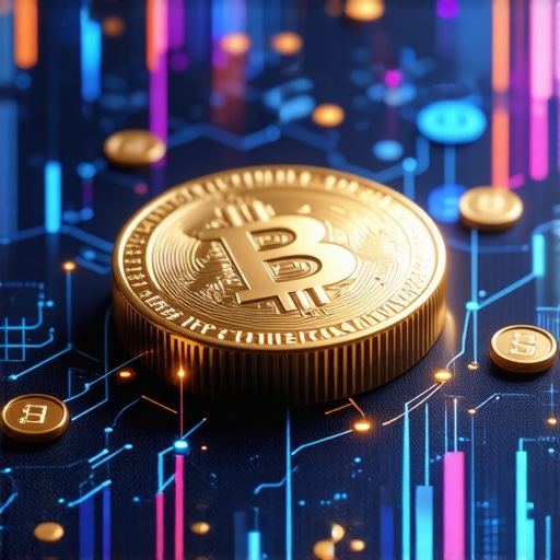 Futuristic digital gold trading interface with blockchain technology