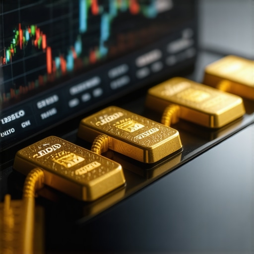 Blockchain Gold Trading Visualization Digital depiction of blockchain-based gold trading platform with secure transactions