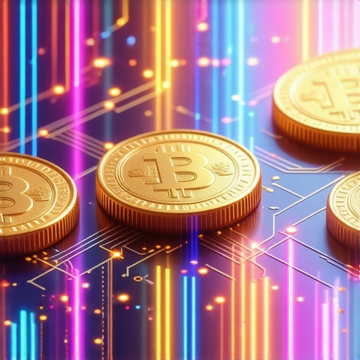 Digital Gold Tokens on Blockchain Futuristic digital gold tokens representing blockchain-based assets