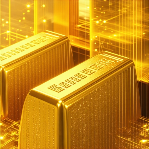 Digital Gold Trading Innovation Futuristic digital gold trading platform with blockchain and high-tech interface