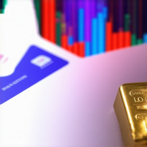 Futuristic gold trading interface showcasing blockchain technology and digital tokens