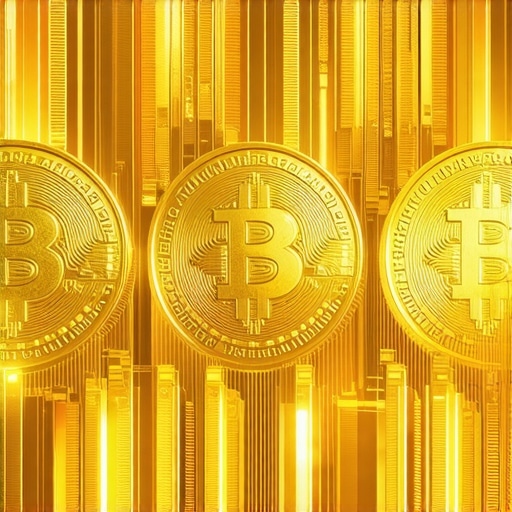 Futuristic Gold Tokenization on Blockchain Digital gold tokens on blockchain network, futuristic style, vibrant colors