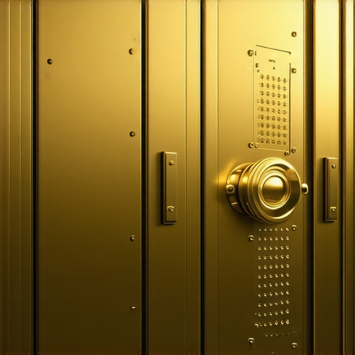 Innovative Gold Storage Solutions 2025 Futuristic gold vault with blockchain security technologies.