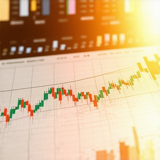 Futuristic analytics workstation showing gold market charts and data visualizations.