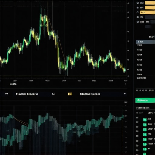 A high-tech interface displaying gold trading signals and market data.