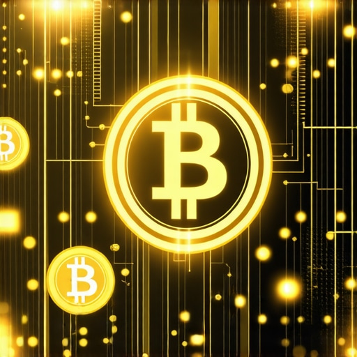 Digital illustration of gold bars connected via blockchain network showing supply chain transparency