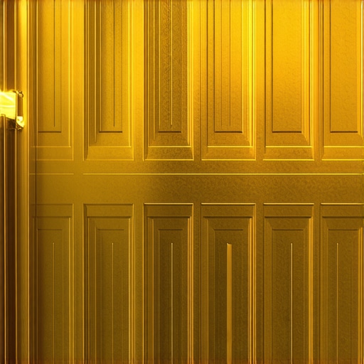 Futuristic gold storage facility with blockchain technology annotations