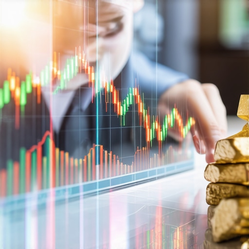 Financial analyst reviewing gold price charts with digital tools