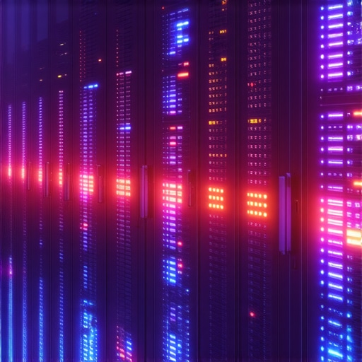 Futuristic quantum computer in a high-tech financial analysis setting