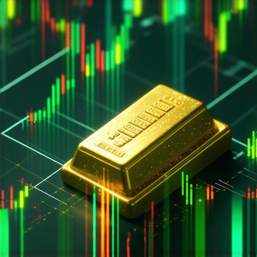 Digital illustration of gold market analysis using blockchain and AI