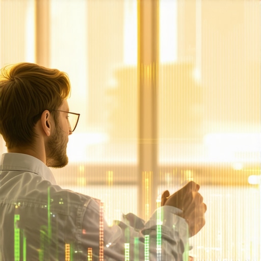 Analyst examining gold market data with futuristic digital interface.