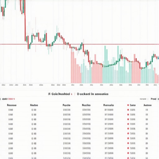 Digital interface showing gold market data, analytics, and blockchain-based transactions.