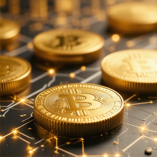 Visual representation of digital gold tokens on a blockchain platform.