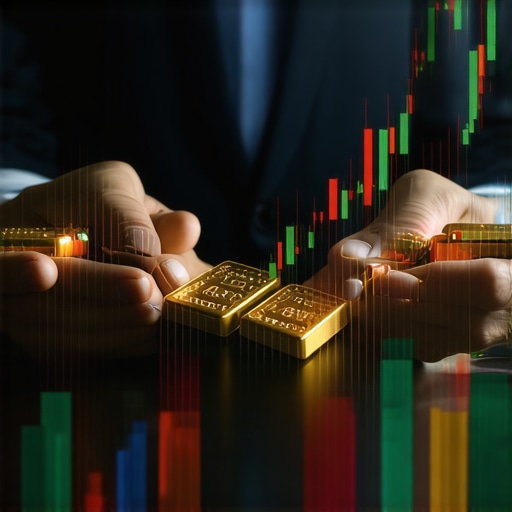 Financial expert reviewing gold investment and tax strategies with digital analytics.