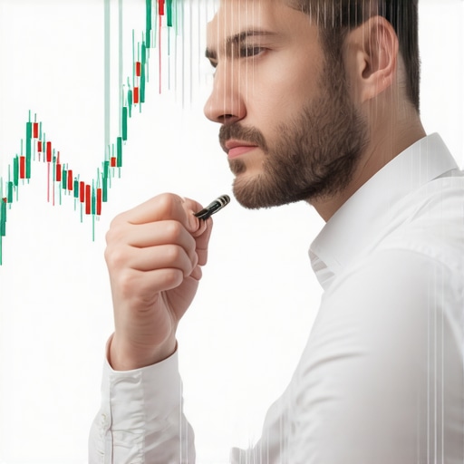 Financial trader studying gold market charts with technical indicators