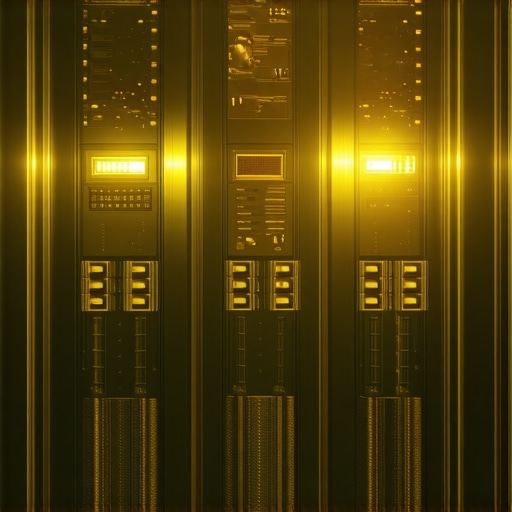 Future of Gold Storage: Tech-Enhanced Vaults A modern, secure gold vault embedded with blockchain technology and biometric controls.