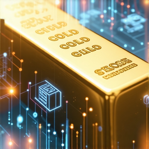 Gold bars surrounded by digital data streams and technology icons highlighting future demand
