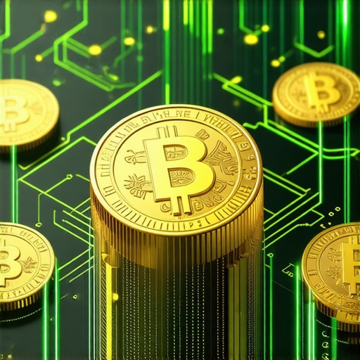 A digital interface illustrating blockchain-based gold trading and digital tokens.