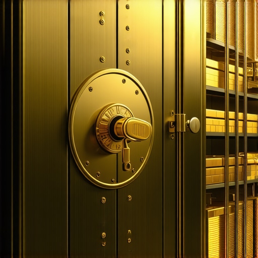 Modern secure vault containing gold bars and coins, representing central bank reserve storage.