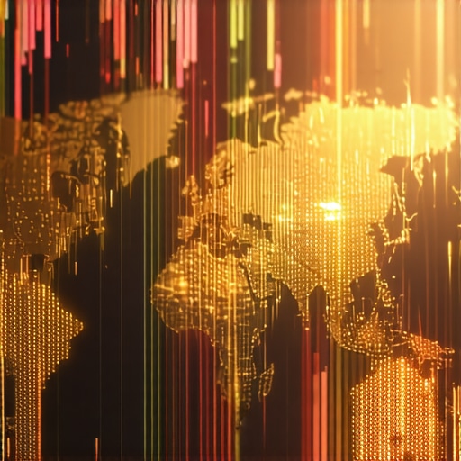Advanced Analytics in Gold Investing Gold market trend graph with technological and geopolitical icons
