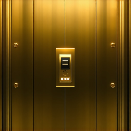 Advanced Gold Storage Security Technologies Futuristic gold vault with biometric and blockchain security features