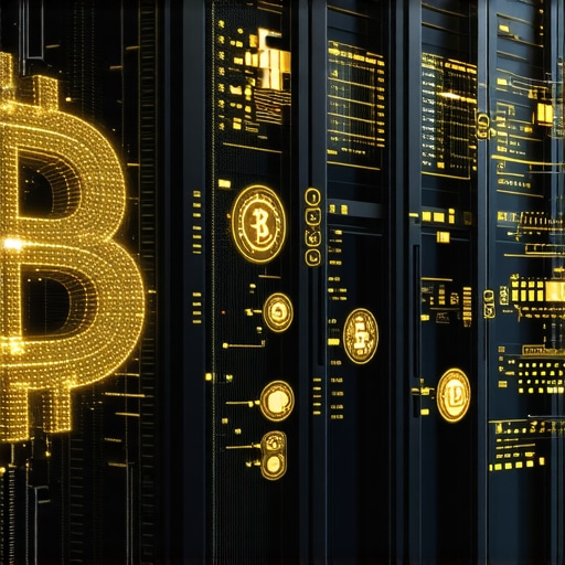 Futuristic data center showcasing holographic financial analytics and blockchain symbols, symbolizing technological advancements in gold investing.