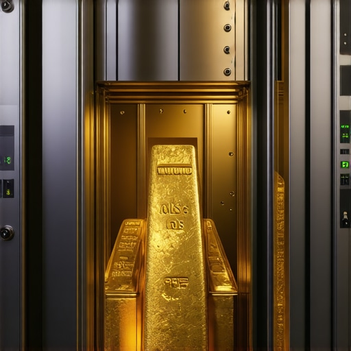 Secure Gold Vault Technology High-tech gold vault with digital security systems protecting gold bars