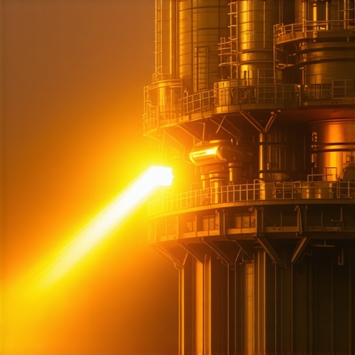 Futuristic plasma-based gold recycling facility processing electronic waste.