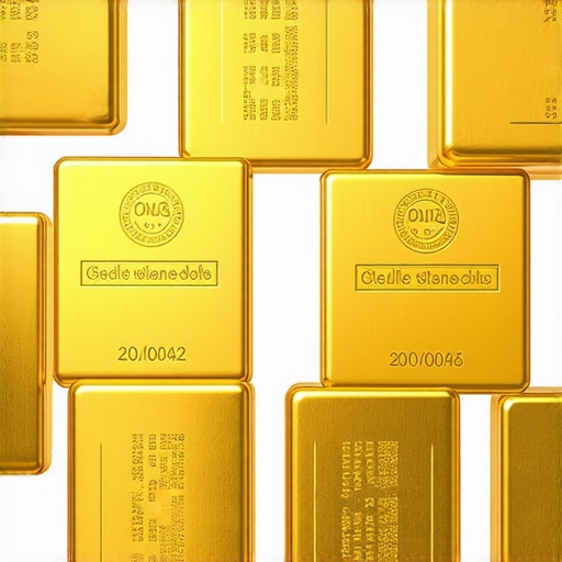 Close-up of certified gold bars with certification marks highlighting authenticity and quality standards.