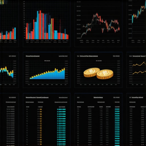 A futuristic financial data dashboard illustrating gold reserve analytics with blockchain technology