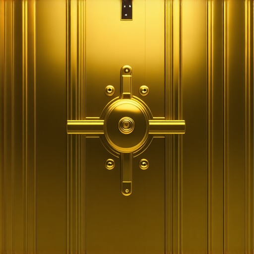 A high-tech gold vault showcasing advanced security systems with digital interfaces.