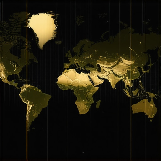A digital map showing geopolitical hotspots influencing gold reserves