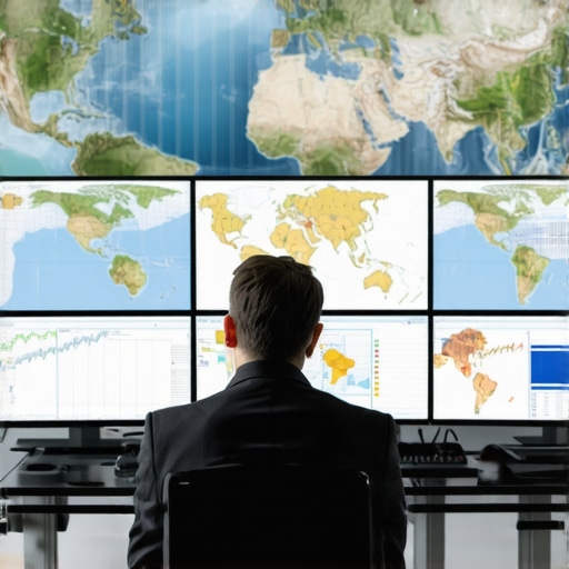 Global Gold Market Analysis in a Financial Hub Analyst observing gold market data and geopolitical information